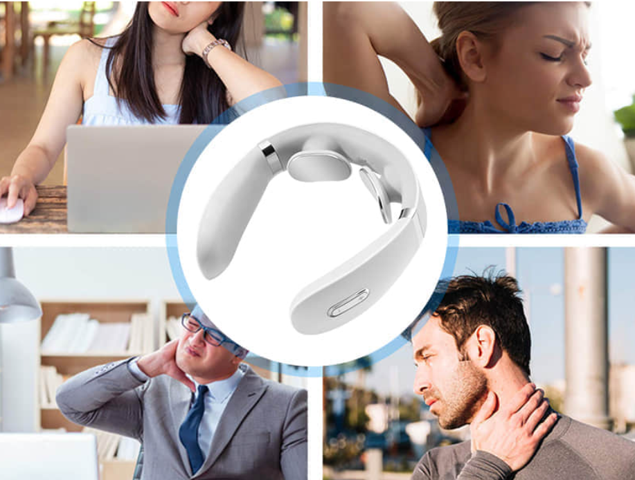 collage of pain types Hilipert Portable Neck Massager will help with